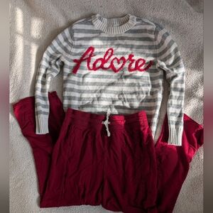Box#29 😍 5 For $25 😍 Striped Sweater and Red Pants Set